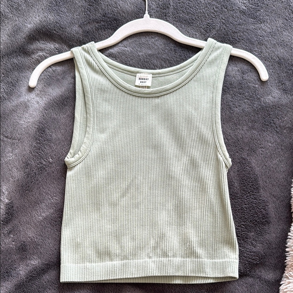 Mint Green Ribbed Tank Top